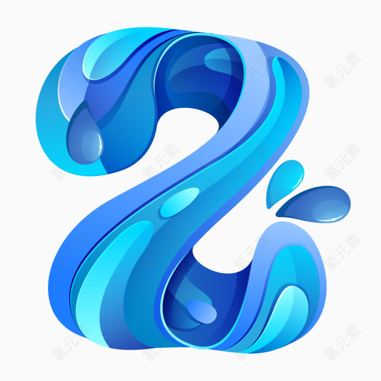 蓝色海浪立体字母Z