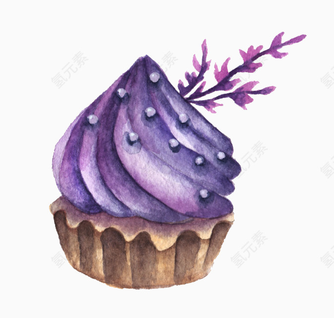 紫色水彩糕点