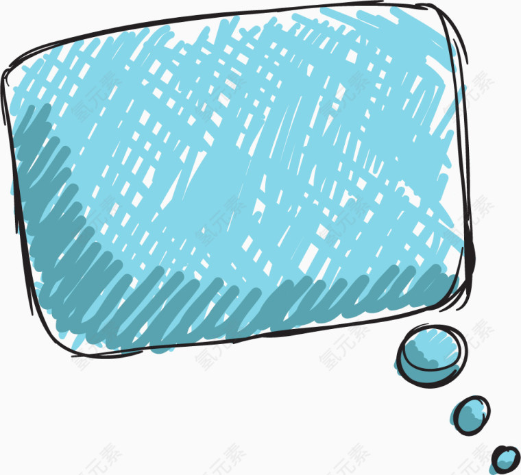 卡通手绘蓝色气泡对话框边框 