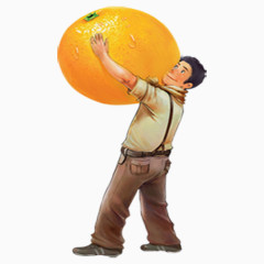 抱着橙子的工人