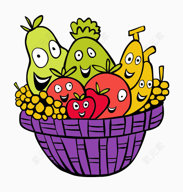 水果篮子蔬菜篮子免抠水果盘