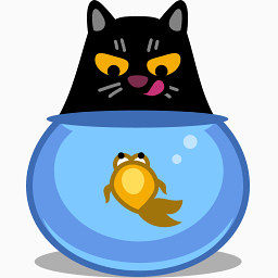 看鱼缸里的鱼的猫咪图标