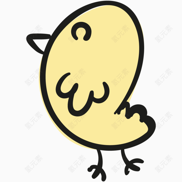 卡通手绘黄色小鸡
