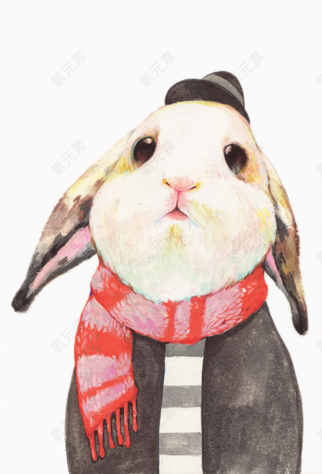 戴围巾的垂耳兔