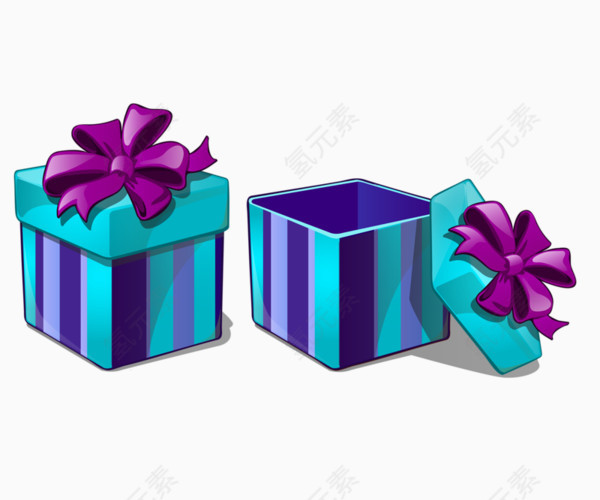 卡通紫色条纹礼物盒蝴蝶结