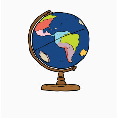卡通手绘地球仪