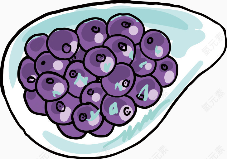 一碟葡萄水彩卡通手绘图标元素