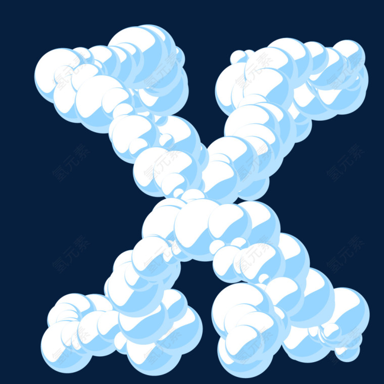 白色云彩气泡立体字母X