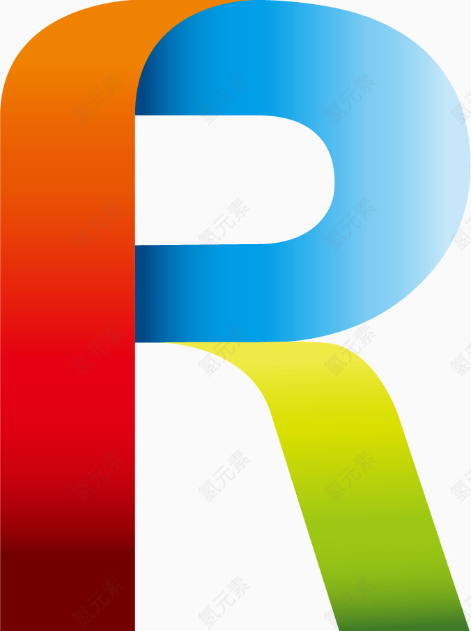  彩色折叠英文字母R