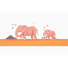 卡通手绘子母大象