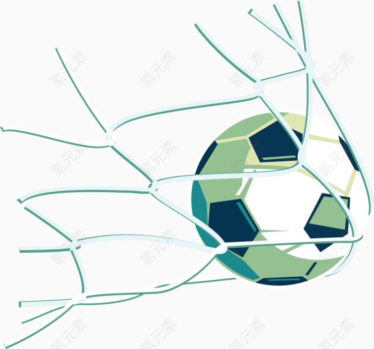 足球进龙门卡通手绘装饰元素