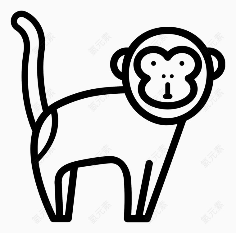 卡通动物线性猴子素材