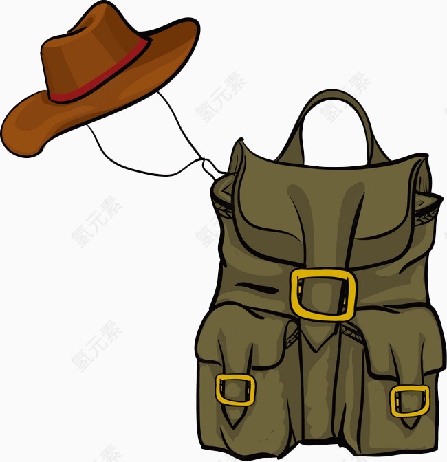旅游运动包和草帽