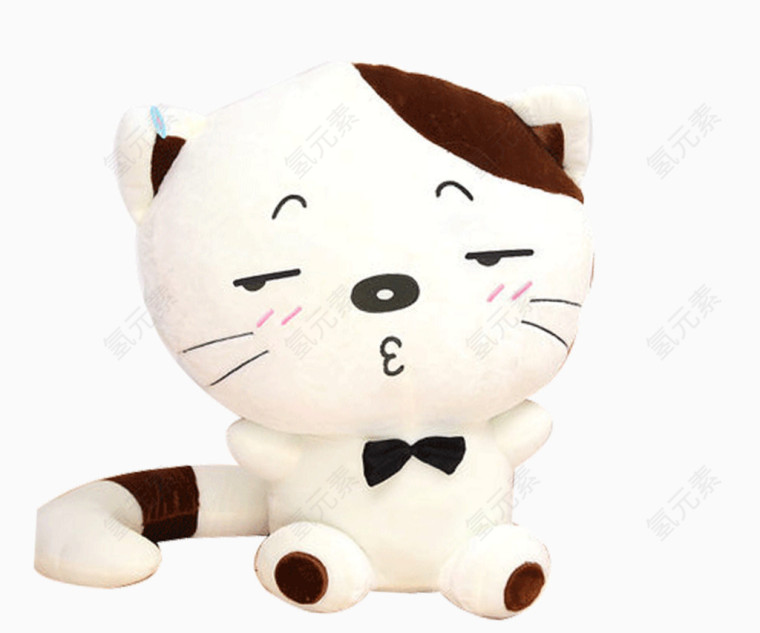 儿童毛绒玩具带领结可爱白色小猫