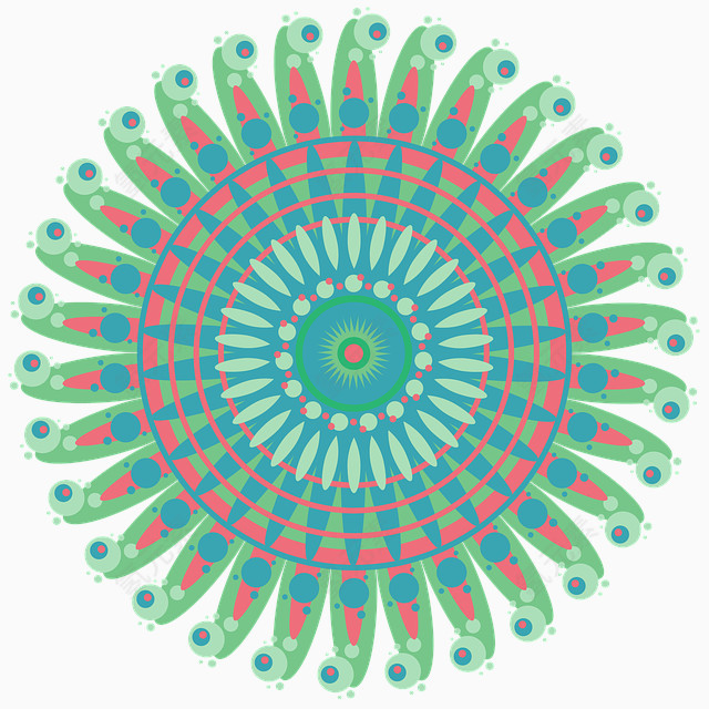 可爱彩色曼陀罗装饰图案