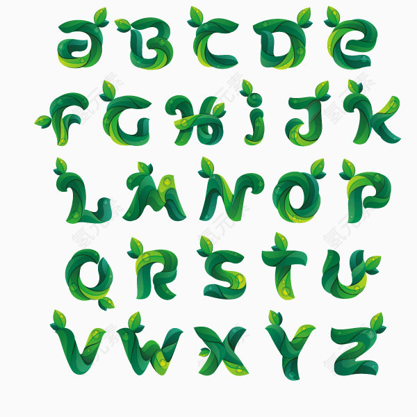 数字字母 绿色 环保字体