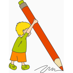 卡通手绘人物儿童男孩铅笔