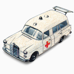 梅赛德斯苯救护车随着正常开放启动年代的火柴盒汽车图标