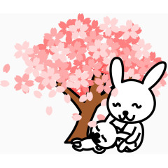 樱花树下的兔子