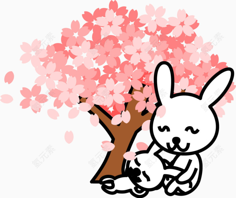 樱花树下的兔子