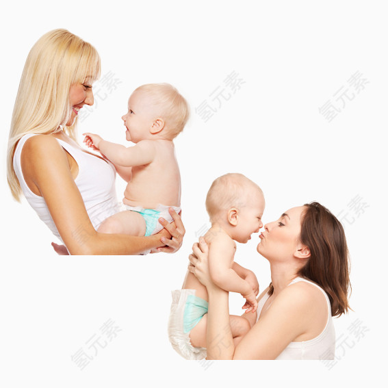 母亲与宝宝互动装饰元素
