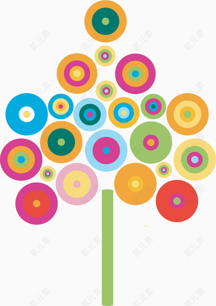 创意树木彩色圆圈
