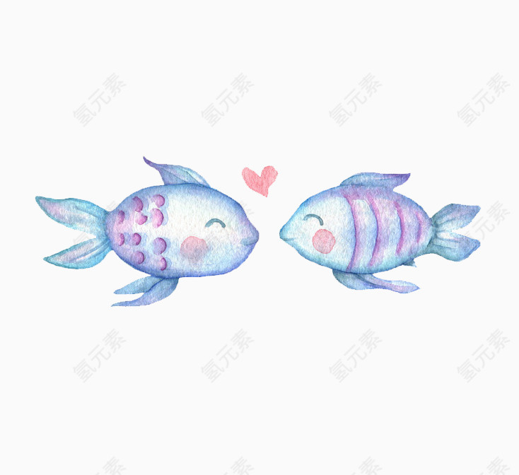 两只亲吻的小鱼