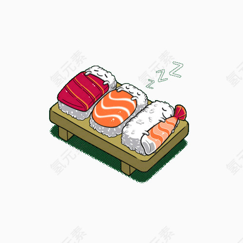 在睡觉的寿司三兄弟