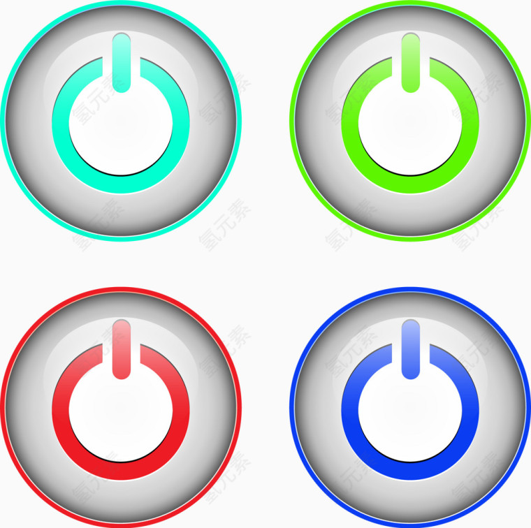 电源开关按钮设计矢量图