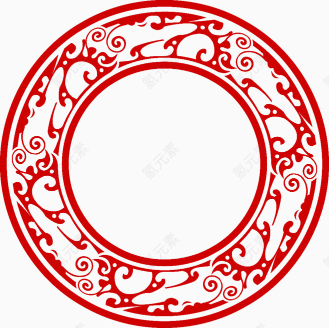 红色圆圈不规则纹理边框新年元素雕刻纹理