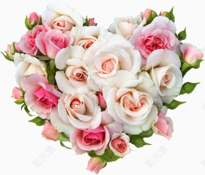 心形玫瑰花束花卉装饰元素