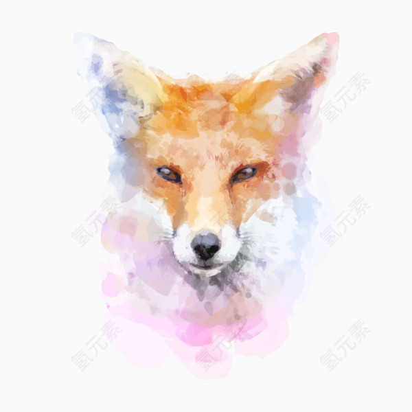 手绘水彩狐狸png图片