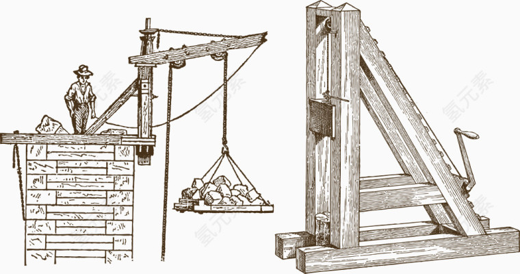 矢量复古起重机