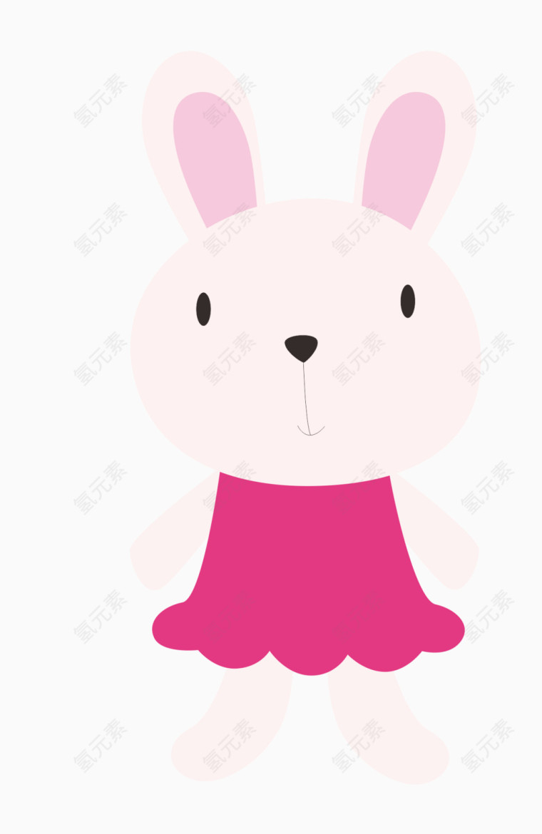 卡通手绘粉色可爱小兔子 