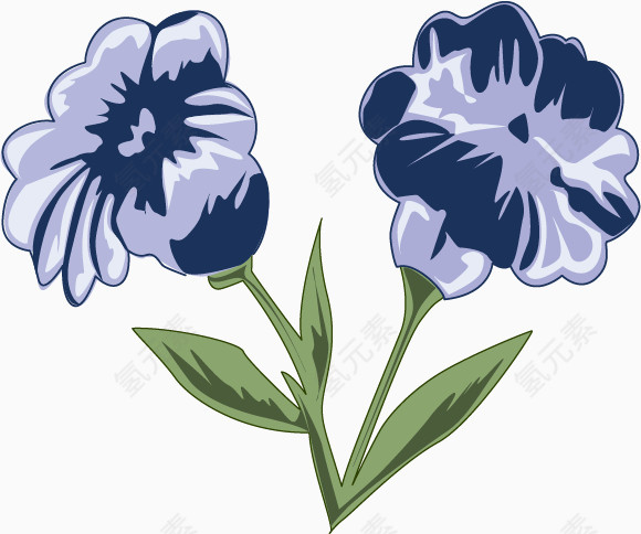 古典蓝色花朵