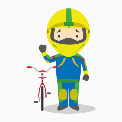 卡通手绘运动员小人自行车