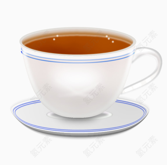 一杯奶茶水彩插画图标元素