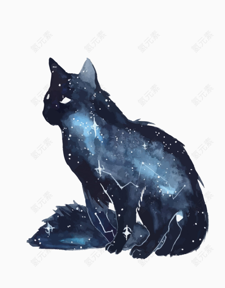 矢量星空猫咪