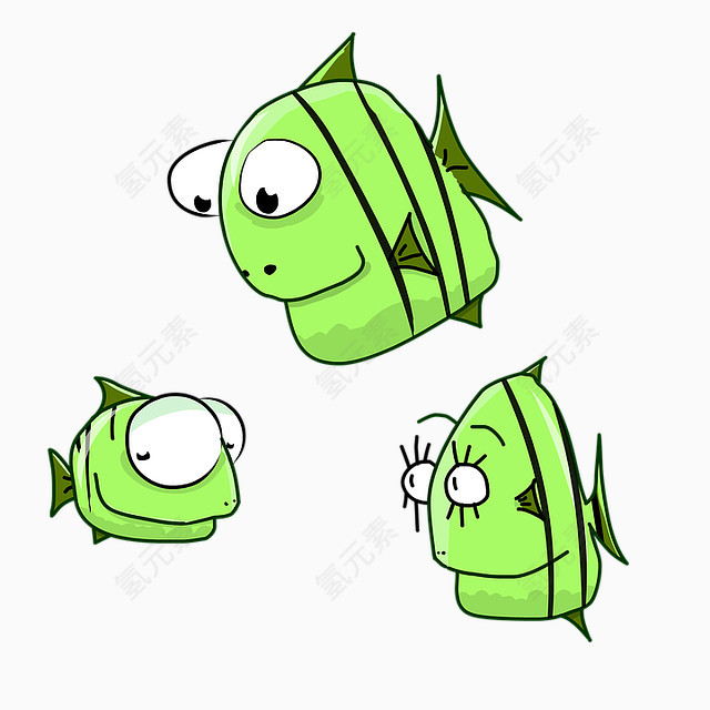 绿色小鱼卡通