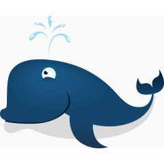 卡通手绘喷水的鲸鱼