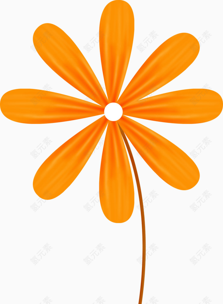 橘黄色花朵手绘