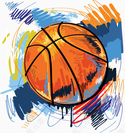 手绘涂鸦篮球