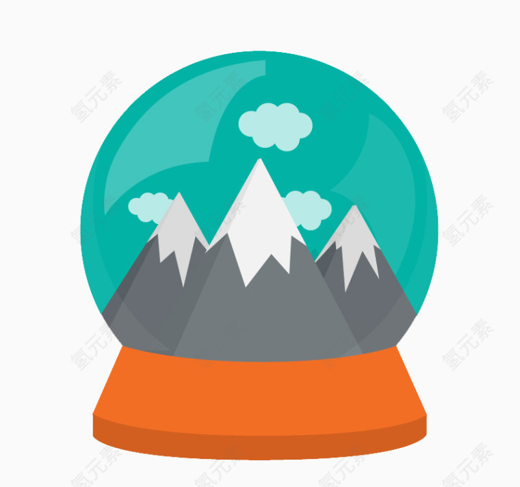 卡通雪山风景水晶球