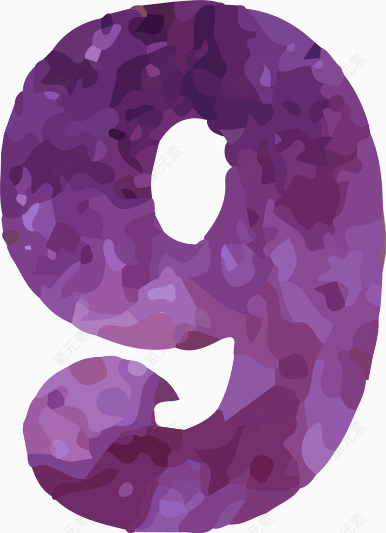 紫色浮雕艺术数字