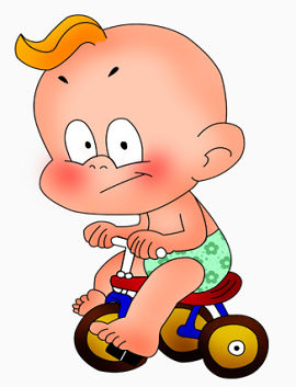 卡通绘画骑车的婴儿