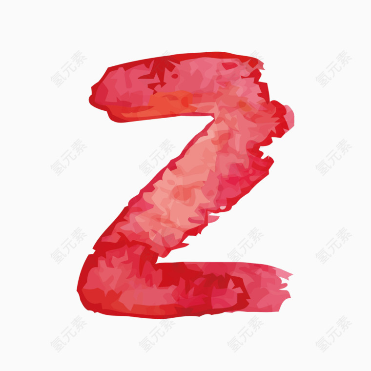 红色水彩字母字体Z