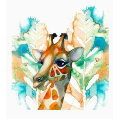 手绘水彩长颈鹿