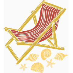 沙滩椅贝壳沙滩元素卡通手绘装饰元素