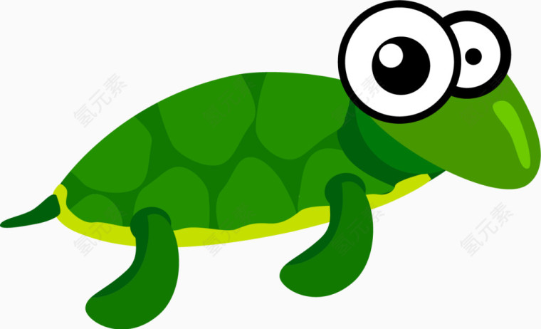 卡通手绘绿色海龟 