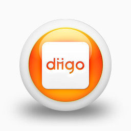 Diigo标志广场有光泽的橙色球体的社交媒体